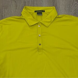 Nike Tiger Woods Platinum Polo Shirt Mens Large Yellow Dri-Fit Golf Performance